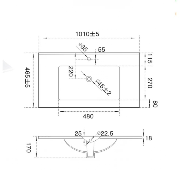 Leziter V954 - Lavoar cu design plat 18x100x46 cm [3]