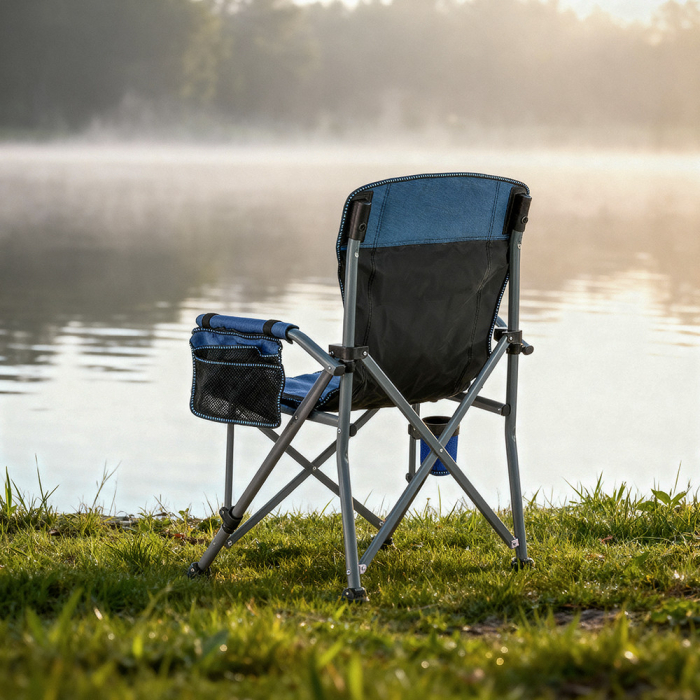 Leziter Leziter Scaun de pescuit Comfort cu braț și suport pentru pahare albastru [2]