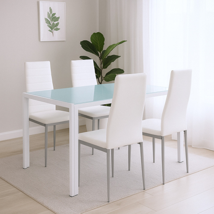 Leziter Mabel 4+1 set de sufragerie alb-gri [2]