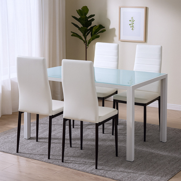 Leziter Mabel 4+1 set de sufragerie alb-negru [2]