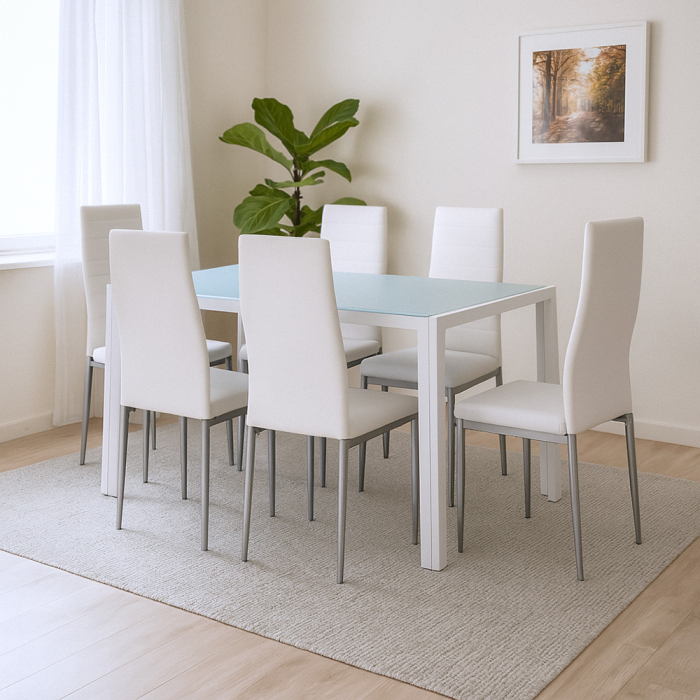 Leziter Mabel 6+1 set de luat masa alb-gri [2]