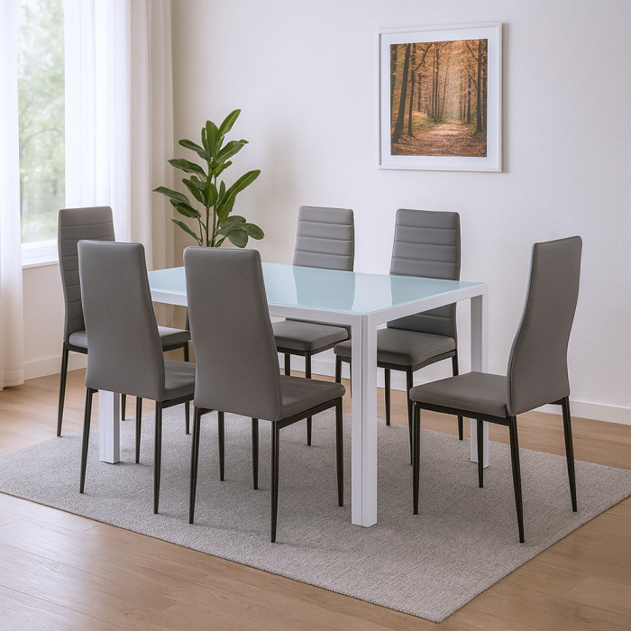 Leziter Mabel 6+1 set de luat masa gri-negru [2]