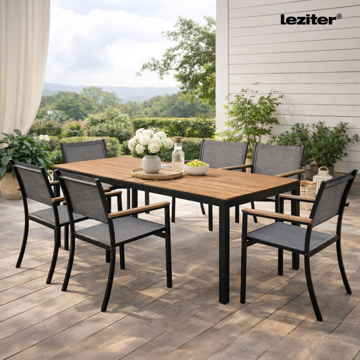 Leziter Masă de grădină Lido 140 cu cadru metalic [2]