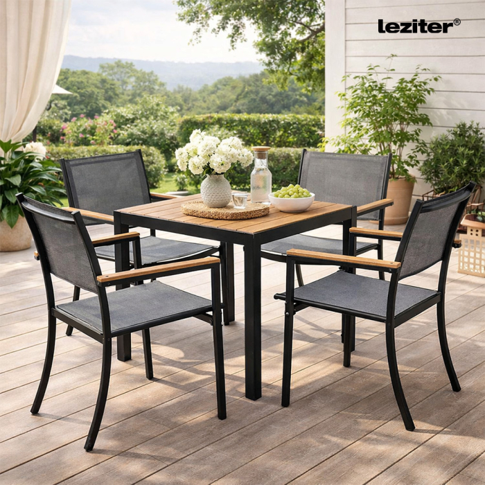 Leziter Masă de grădină Lido 80 cu cadru metalic [2]