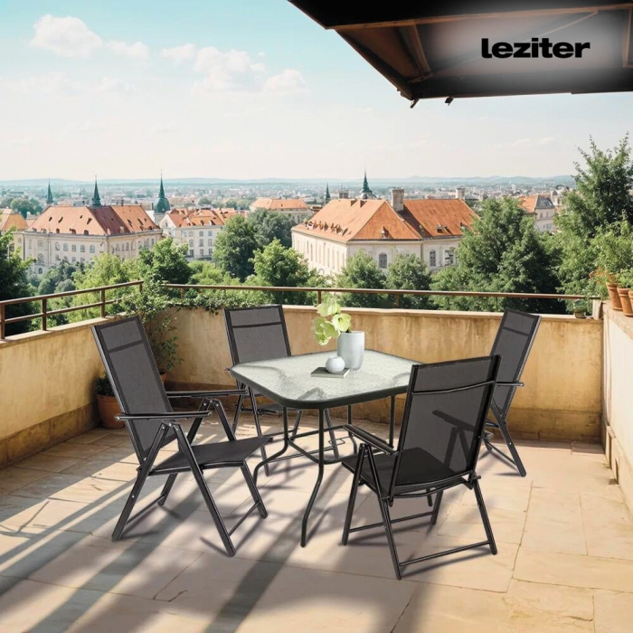 Leziter Masă de grădină Vella cu cadru metalic și sticlă [6]