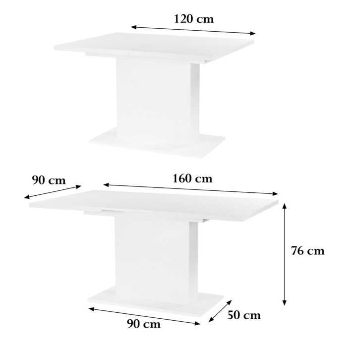 Leziter Yorki Elegant Premium masă extensibilă 120/160x90 cm alb [3]