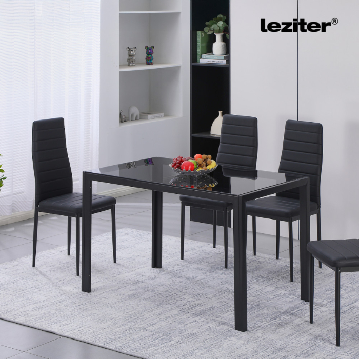 Leziter Masă pătrată din sticlă Clara 120 cm, neagră [2]