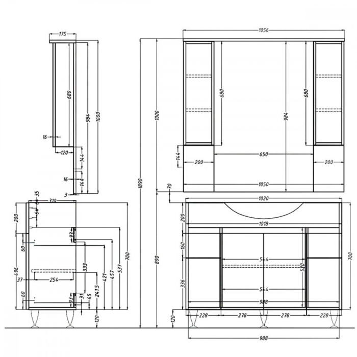 Leziter Masca chiuveta baie Bianca Plus 105 cu lavoar [2]