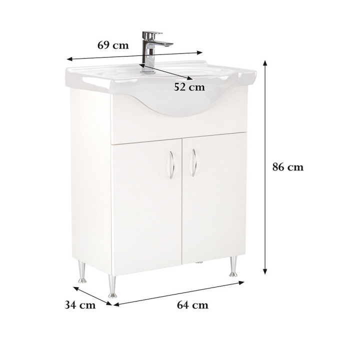 Leziter Masca chiuveta baie Ella 65 cu lavoar, alb [3]