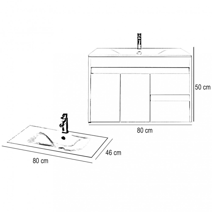 Leziter Masca chiuveta baie Luna 80 cu lavoar, Rauna ulm-alb [3]