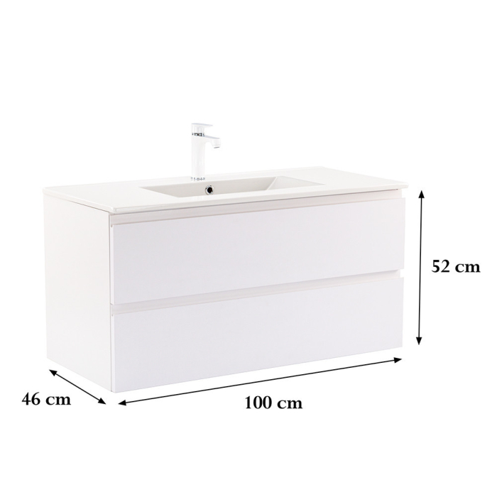 Leziter Vario Pull 100 dulap de bază cu chiuvetă alb-alb [3]