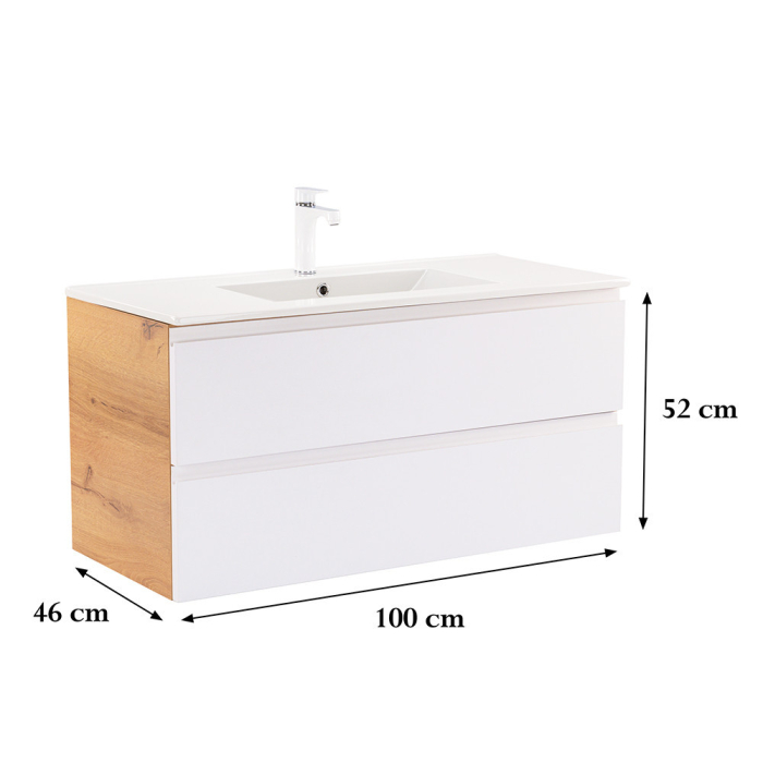 Leziter Vario Pull 100 dulap de bază cu chiuvetă stejar-alb [3]