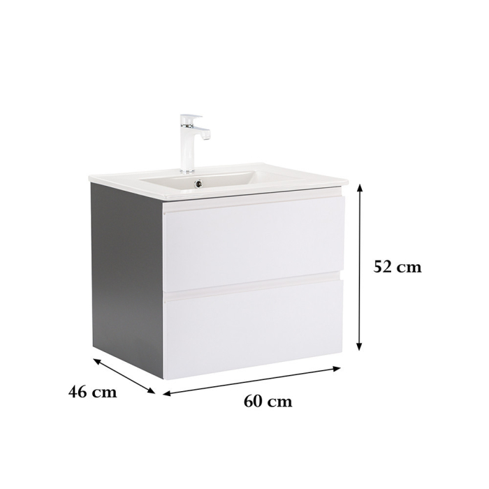 Leziter Vario Pull 60 dulap de bază cu chiuvetă antracit-alb [3]