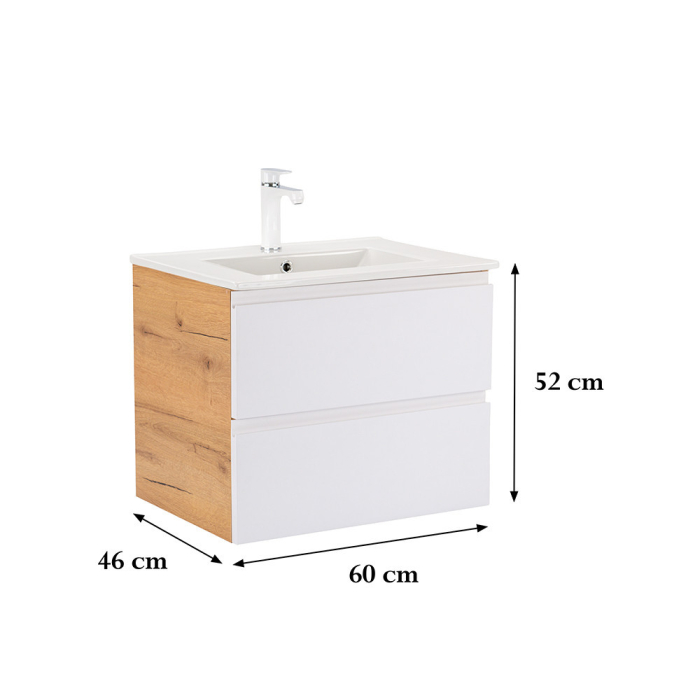 Leziter Vario Pull 60 dulap de bază cu chiuvetă stejar-alb [3]