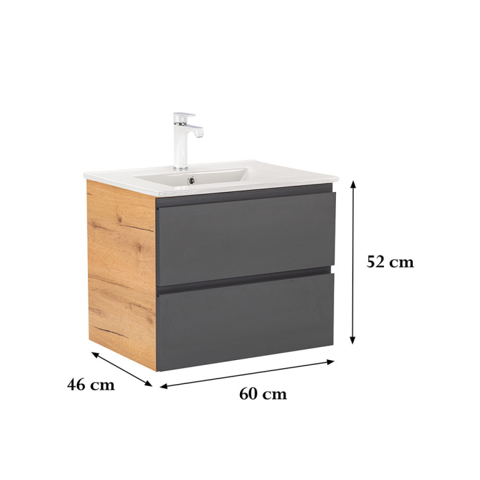 Leziter Vario Pull 60 dulap de bază cu chiuvetă stejar-antracite [3]