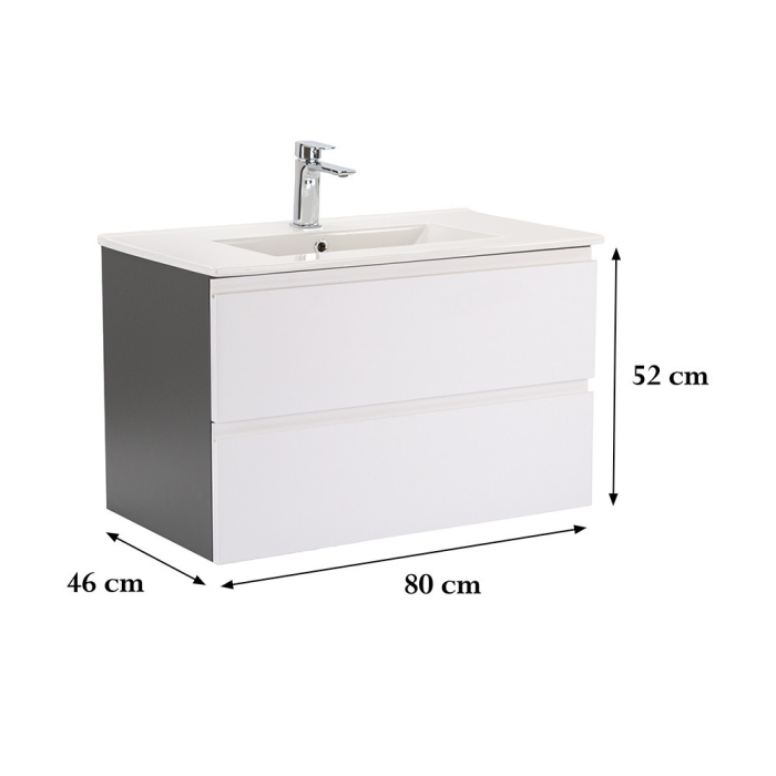 Leziter Vario Pull 80 dulap de bază cu chiuvetă antracit-alb [3]