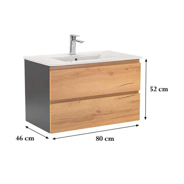 Leziter Vario Pull 80 dulap de bază cu chiuvetă stejar antracit [3]