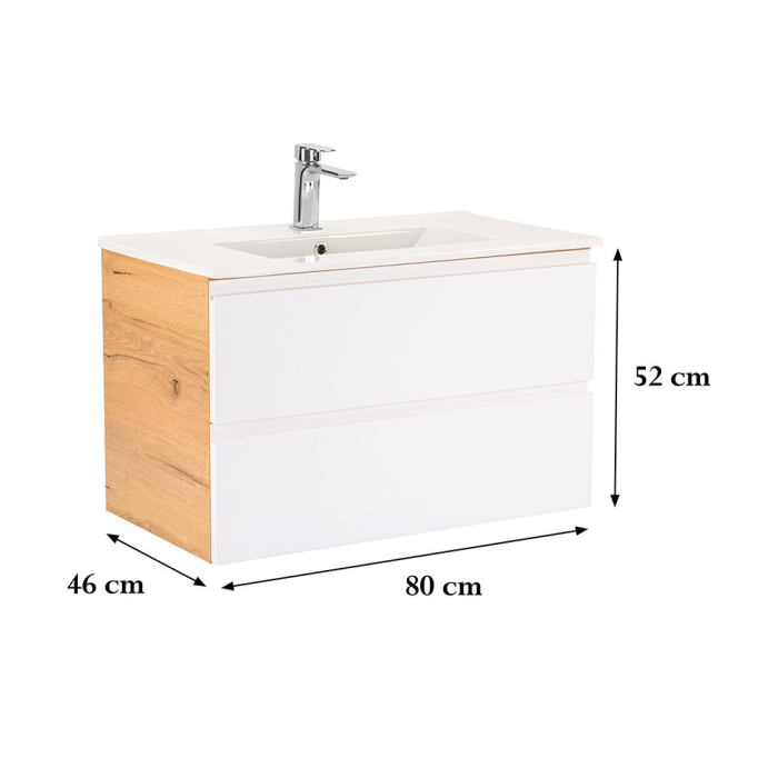 Leziter Vario Pull 80 dulap de bază cu chiuvetă stejar-alb [3]