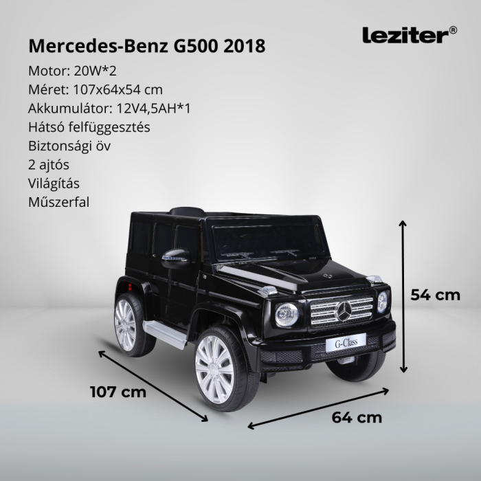 Leziter Mașină electrică Mercedes Benz G500 neagră [3]