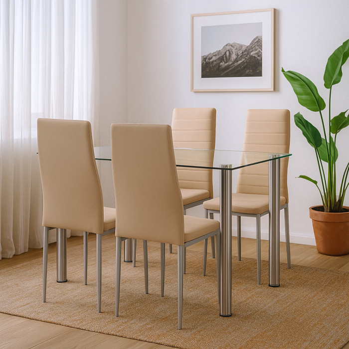 Leziter Mateo 4+1 set de luat masa bej-gri [2]