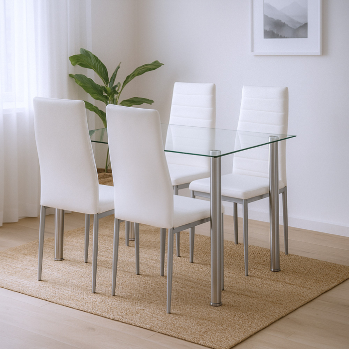 Leziter Mateo 4+1 set de sufragerie alb-gri [2]