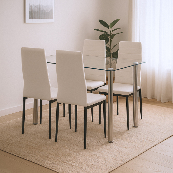 Leziter Mateo 4+1 set de sufragerie alb-negru [2]