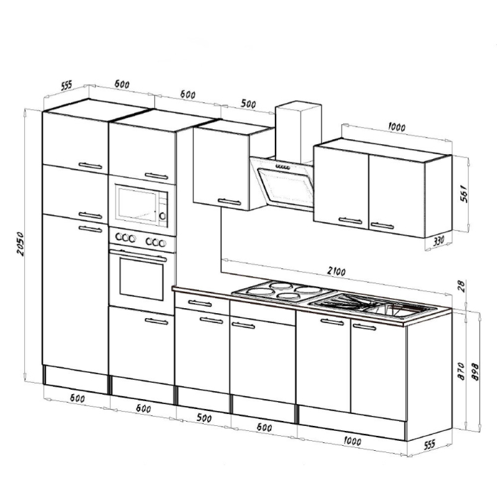 Leziter Mobilă de bucătărie Yorki 330 cu frigider cu congelator superior [7]