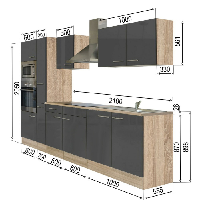 Leziter Mobilier de bucătărie Yorki 300 cu cuptor și cuptor cu microunde [10]