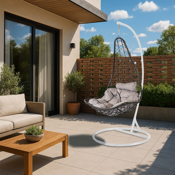 Leziter Natal grădină hamac scaun negru și alb [2]