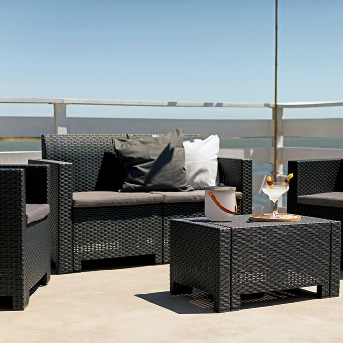 Leziter Nero canapea de grădină cu 2 locuri grafit [2]