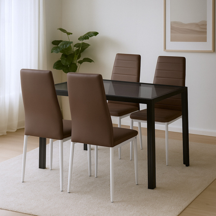 Leziter Nicole 4+1 set de luat masa maro [2]