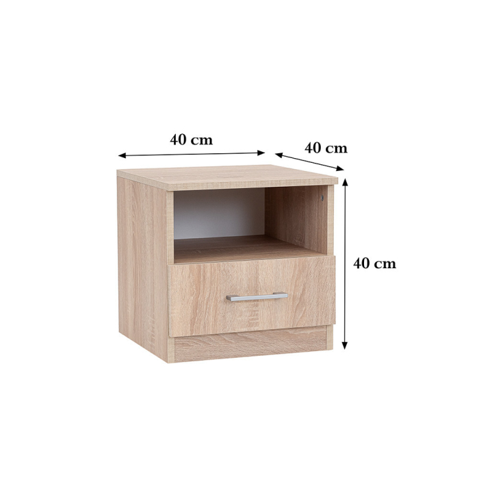 Leziter Noptiera Miami 1 sertar 40x40 cm stejar sonoma- stejar sonoma [3]