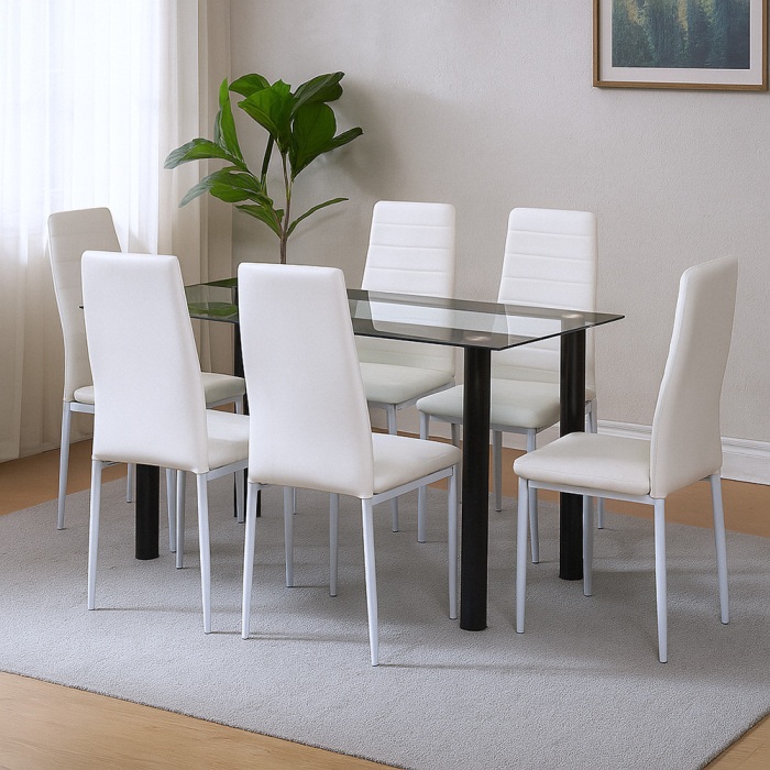 Leziter Norman 6+1 set de luat masa alb [2]