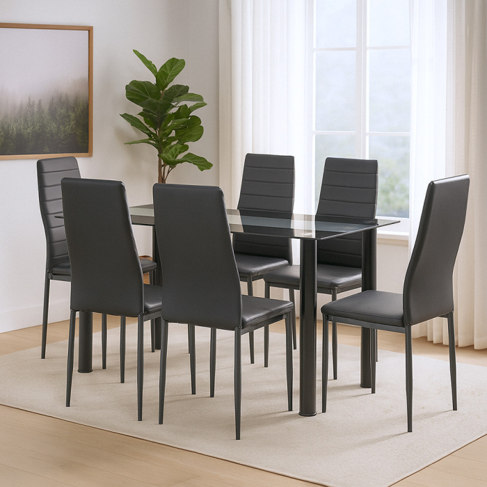 Leziter Norman 6+1 set de luat masa negru [2]