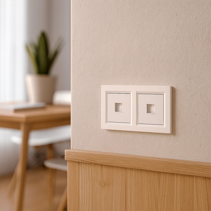 Leziter Nova dublă priză UTP RJA-45 cu cadru alb [2]