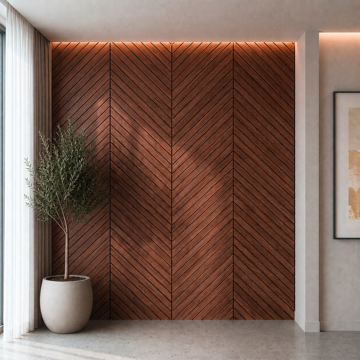 Leziter Panou acustic de perete Deco I cu aspect de nuc, 260x60x1,8 cm [2]