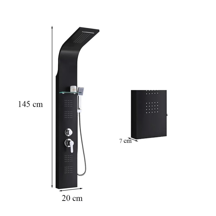 Leziter Panou de duș cu hidromasaj Alegro Black, oțel inoxidabil [3]