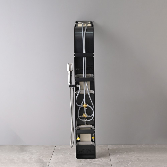 Leziter Panou de duș cu hidromasaj Alegro Black, oțel inoxidabil [5]