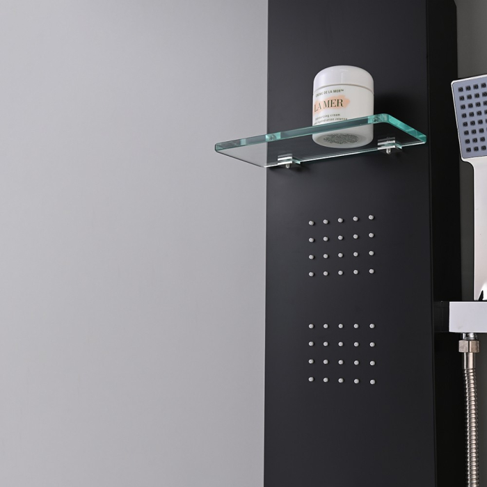 Leziter Panou de duș cu hidromasaj Alegro Black, oțel inoxidabil [8]