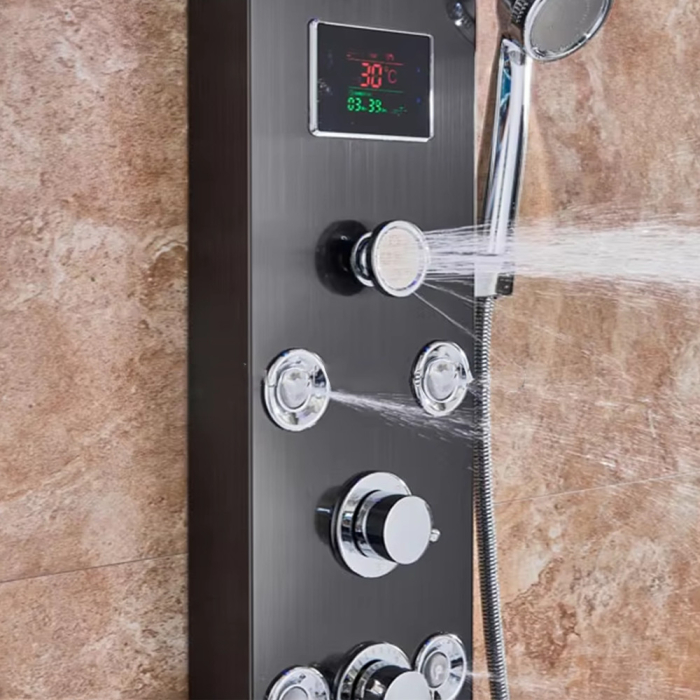 Leziter Panou de duș cu hidromasaj Aquapro negru [5]