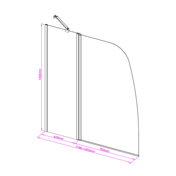 Leziter Paravan de baie Ewony 120x140 cm [3]