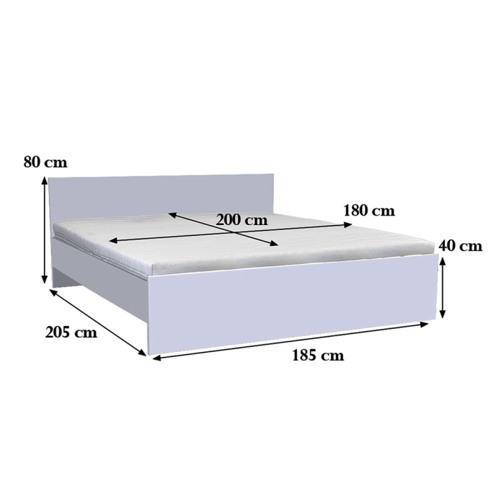 Leziter Pat dublu Miami fără cadru 180x200 cm alb-stejar York [3]