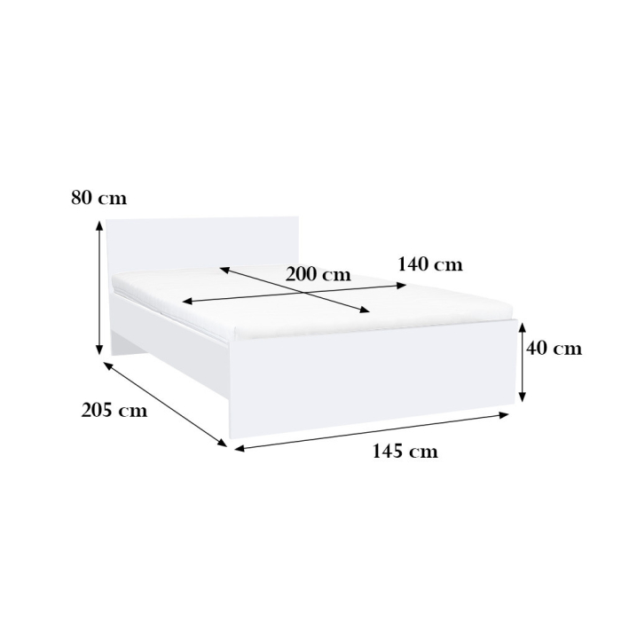 Leziter Pat dublu Miami fără cadru de pat 140x200 cm alb-alb [3]