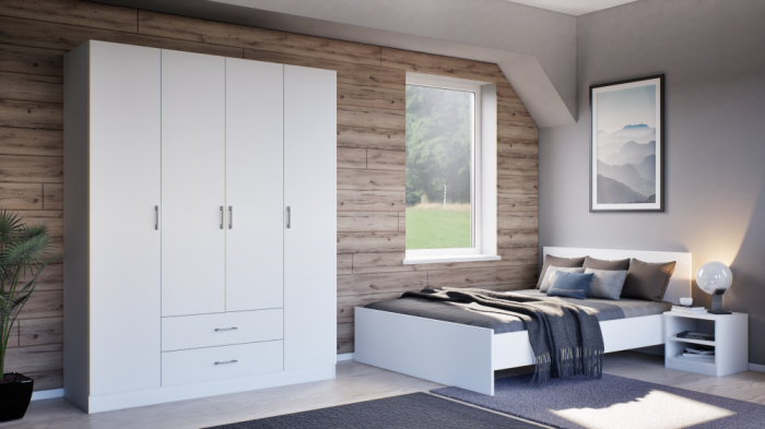 Leziter Pat dublu Miami fără cadru de pat 140x200 cm alb-alb [2]