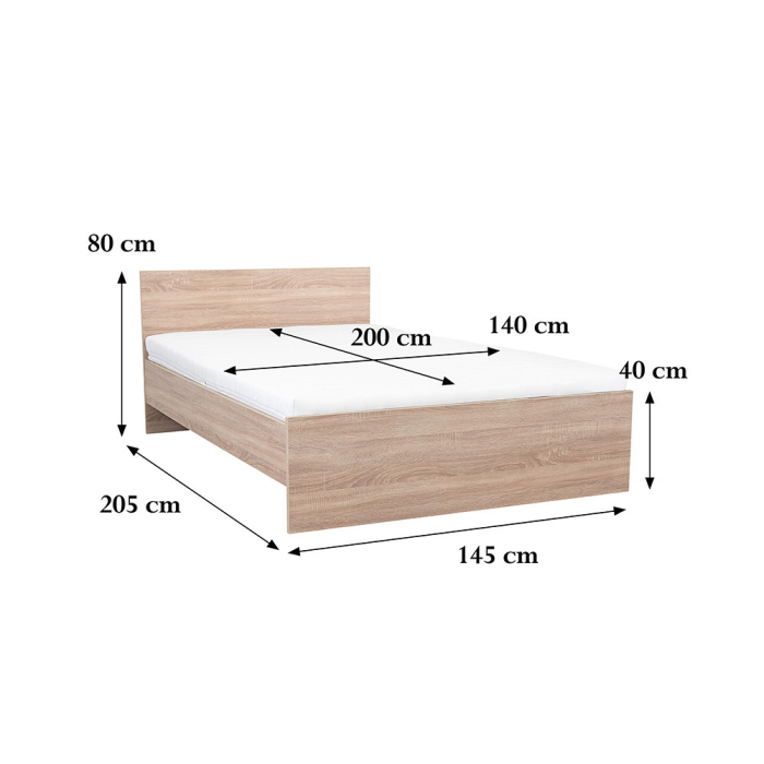 Leziter Pat dublu Miami fără cadru de pat 140x200 cm stejar sonoma-stejar sonoma [3]