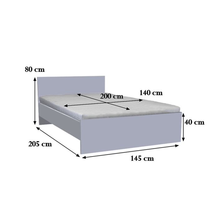 Leziter Pat dublu Miami fără cadru de pat 140x200 cm stejar Sonoma-stejar York [3]