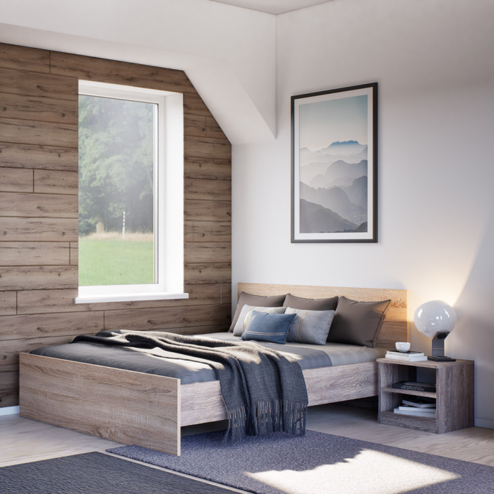 Leziter Pat dublu Miami fără cadru de pat 140x200 cm stejar Sonoma-stejar York [2]