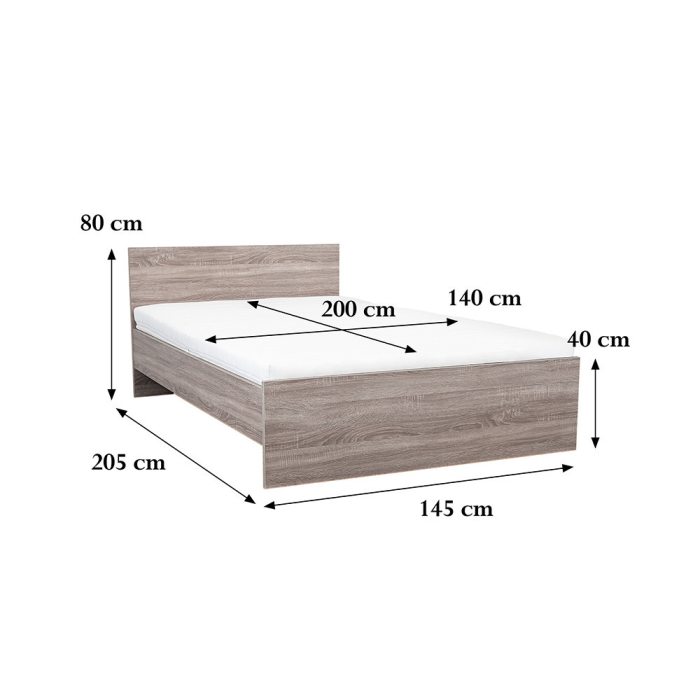 Leziter Pat dublu Miami fără cadru de pat 140x200 cm stejar York-stejar York [3]