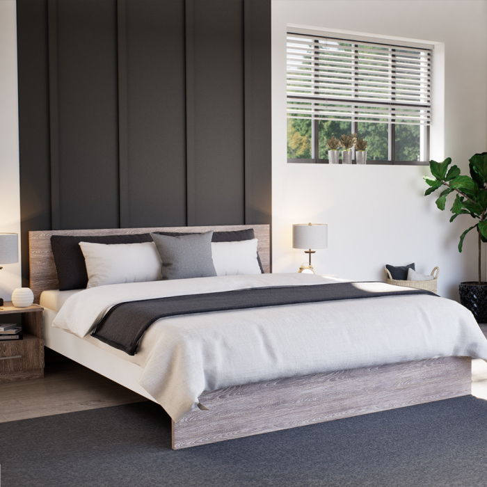 Leziter Pat dublu Miami fără cadru de pat 160x200 cm stejar York-alb [2]