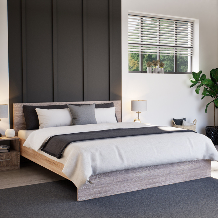 Leziter Pat dublu Miami fără cadru de pat 160x200 cm stejar York-stejar Sonoma [2]